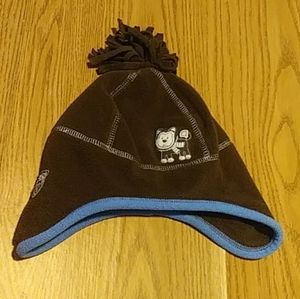 Retro Puppy Winter Hat by Carter's - Size 2T-4T - Brown w/ Blue Trim